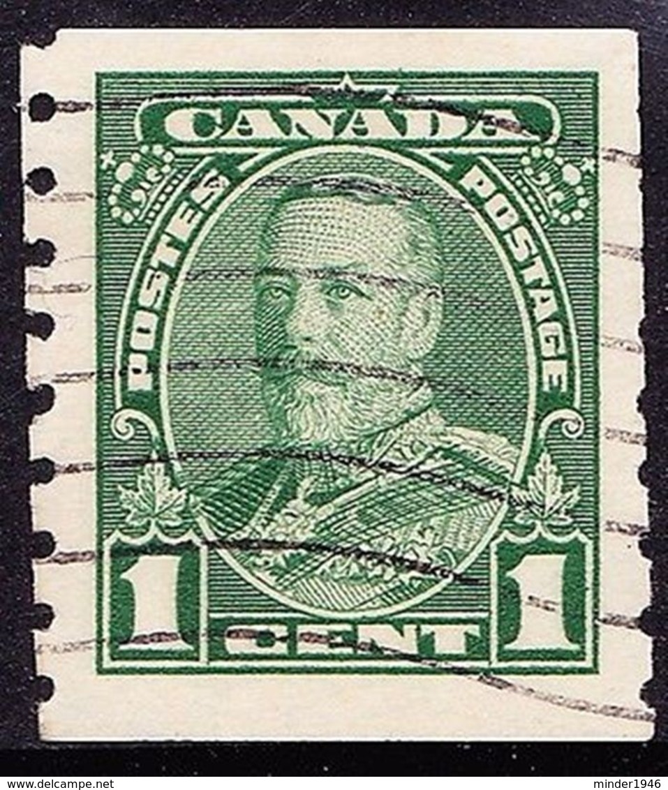 CANADA 1935 KGV 1 Cents Green Coil Stamp SG352 Fine Used Cat £14 - Used Stamps