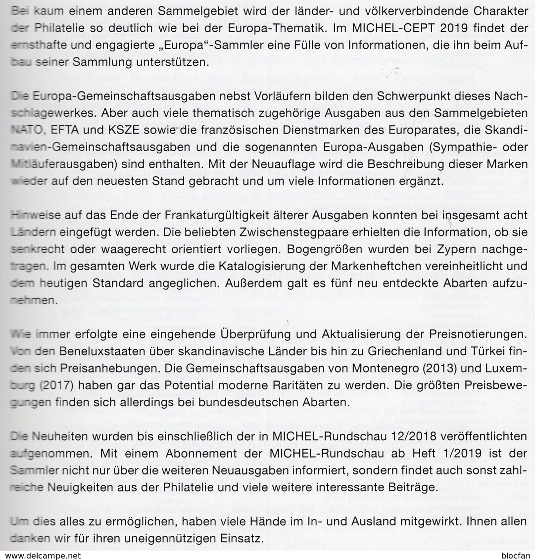Briefmarkenkatalog MlCHEL CEPT 2019 Neu 72€ Mit Jahrgangstabelle Europa Vorläufer NATO EFTA KSZE Symphatie-Ausgaben - Filatelie