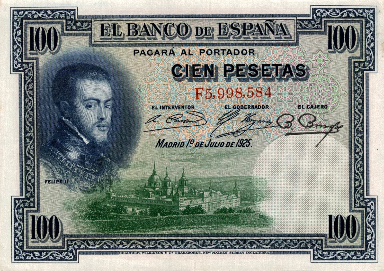 9594  -2018     BILLET DE 100 PESETAS 1925 - 100 Pesetas