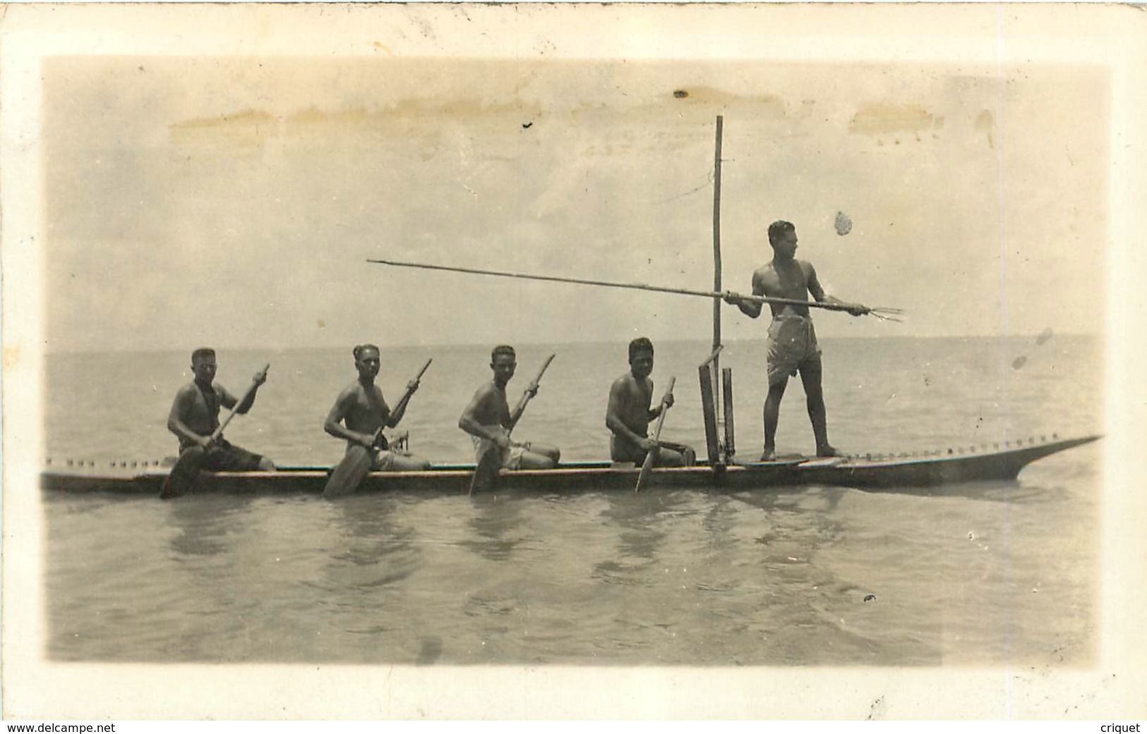 Samoa, Carte Photo De Pêcheurs Au Harpon à Bord D'une Pirogue, Beau Document - Samoa