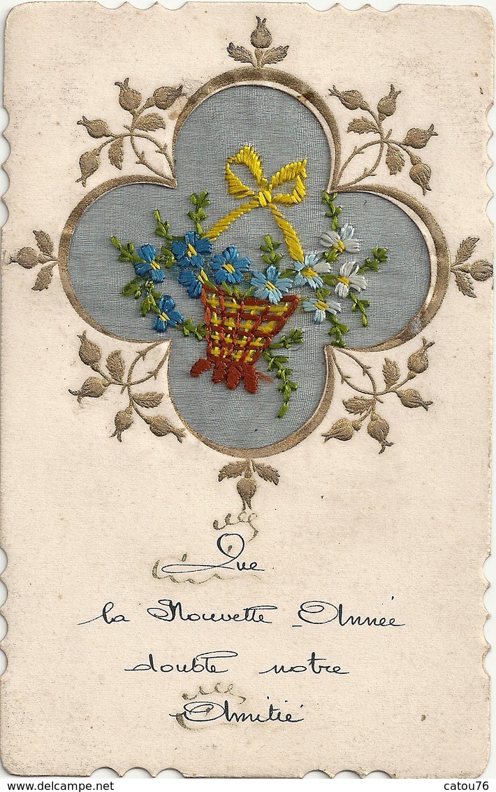 Jolie Carte Brodée Panier De Fleurs - Flowers