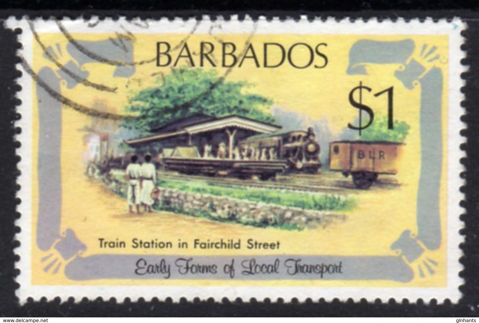 BARBADOS - 1981 $1 TRANSPORT RAILWAY STATION FINE USED REF D SG 669 - Barbados (1966-...)