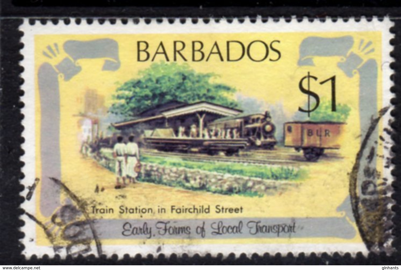 BARBADOS - 1981 $1 TRANSPORT RAILWAY STATION FINE USED REF E SG 669 - Barbados (1966-...)