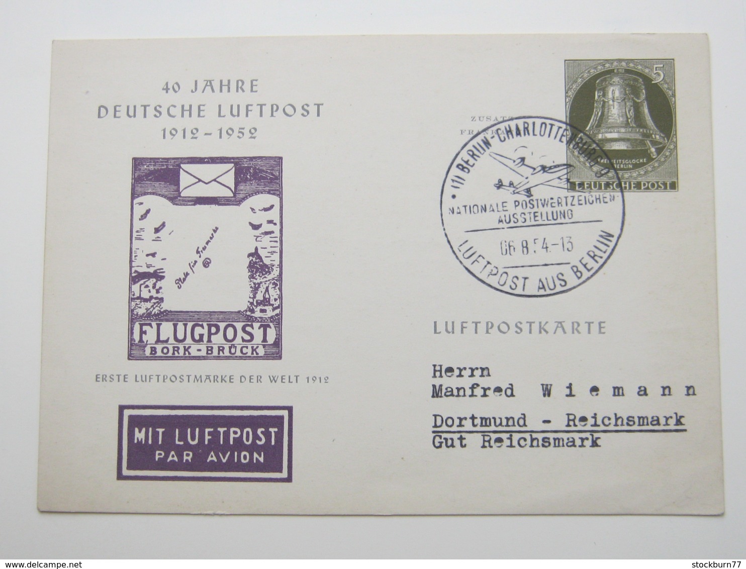 1954 , 5 Pfg. Privatganzsache Mit Sonderstempel - Postkarten - Gebraucht