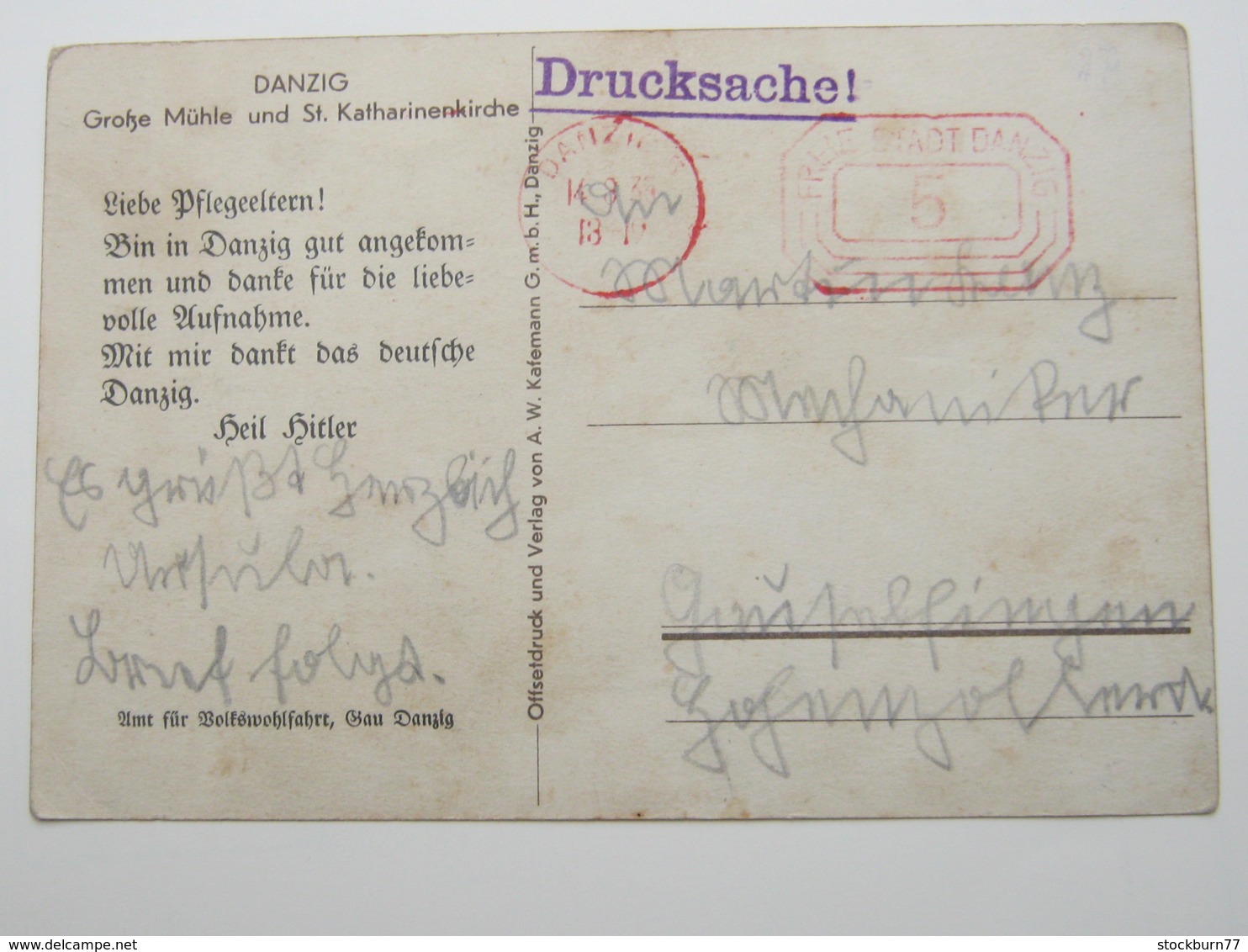 DANZIG  1935 , Postfreistempel Auf Karte Mit Zudruck - Andere & Zonder Classificatie