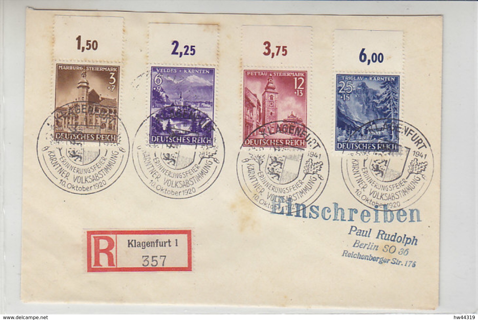 R-Brief Mit 806/9 OR  Aus KLAGENFURT 10.10.41 Sonderstempel - Briefe U. Dokumente