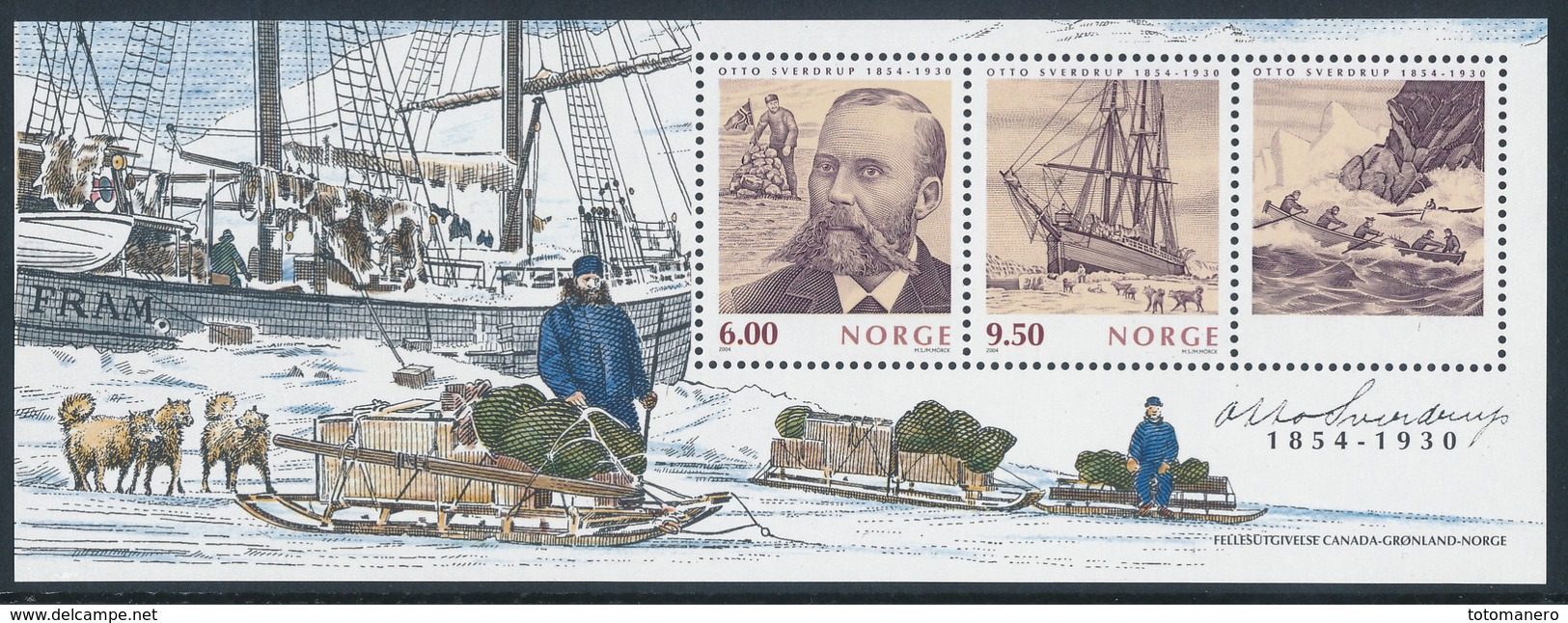 NORWAY/NORGE 2004 Otto Sverdrup Expedition & Vessel Fram, Souvenir Sheet** - Blocchi & Foglietti