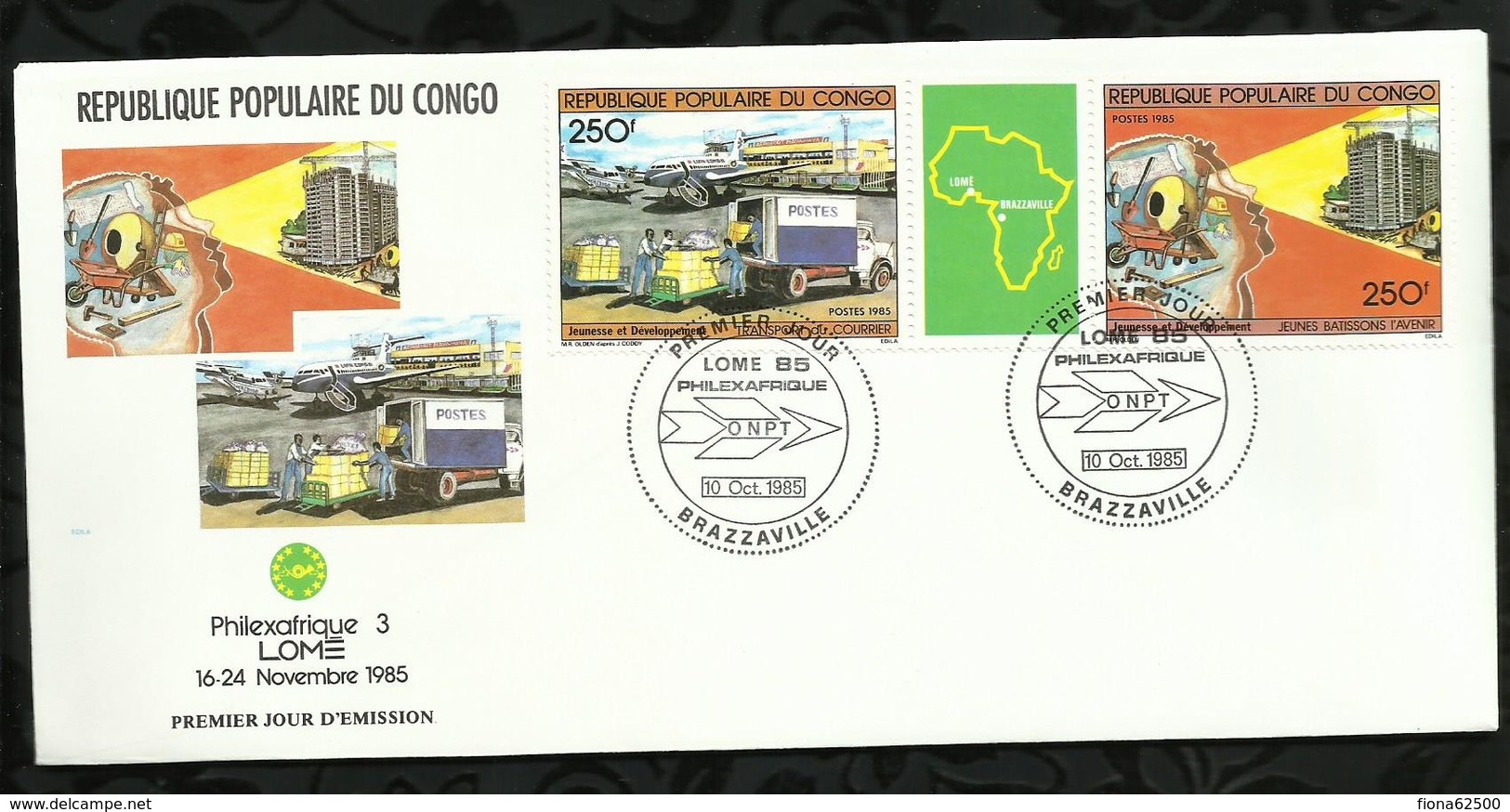 PREMIER JOUR . PHILEXAFRIQUE . 10 OCTOBRE 1985 . BRAZZAVILLE . - FDC