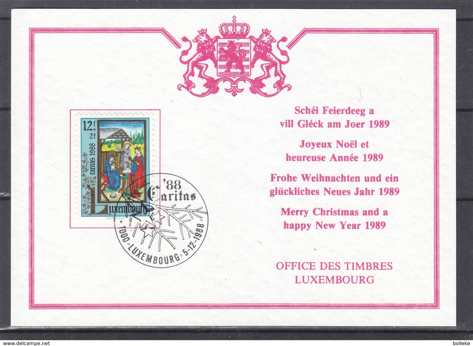 Noël - Luxembourg - Carte Postale De 1988 - Caritas - Oblit Luxembourg - Noël