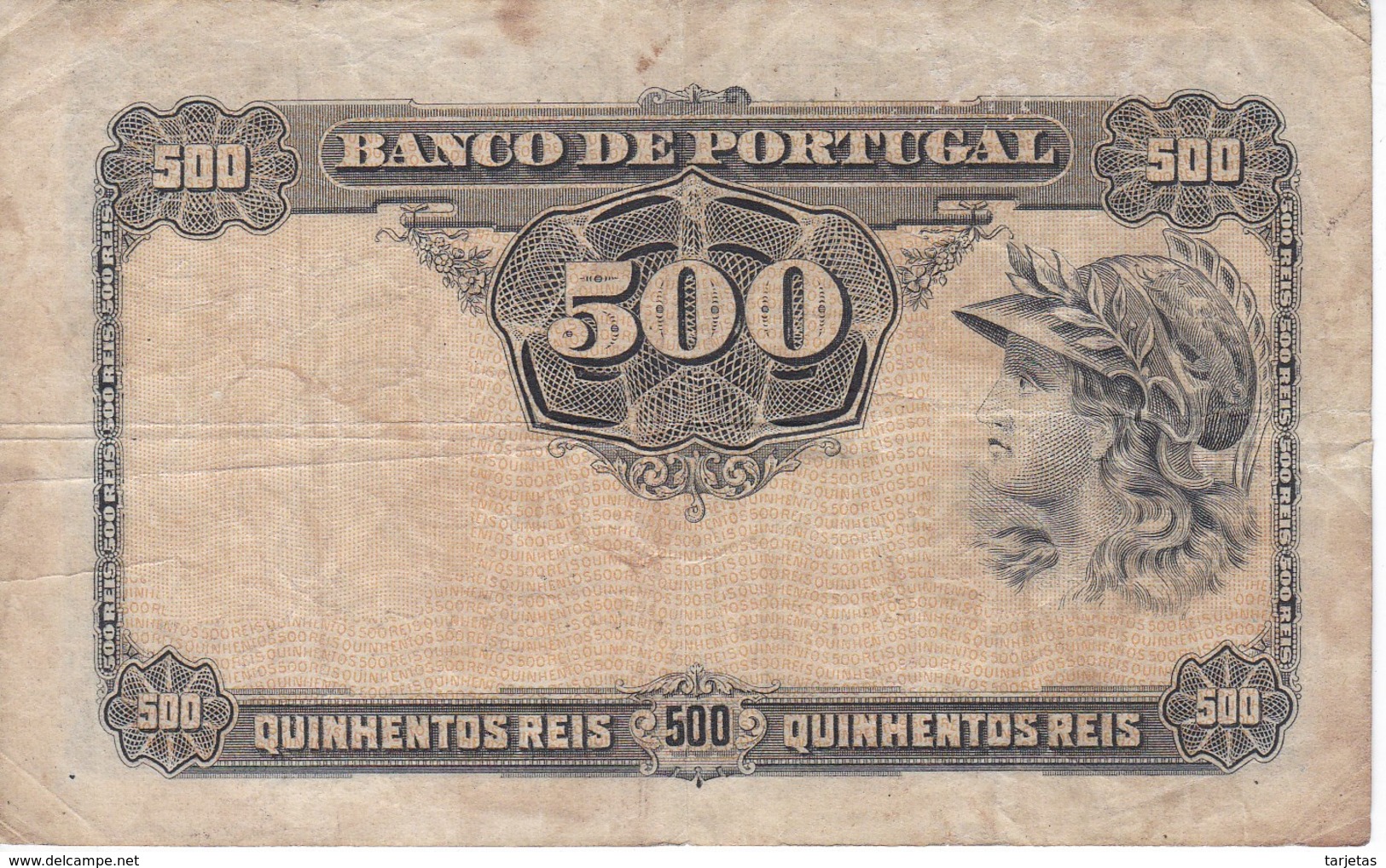 BILLETE DE PORTUGAL DE 500 REIS  DEL AÑO 1910  (BANKNOTE-BANK NOTE) - Portugal