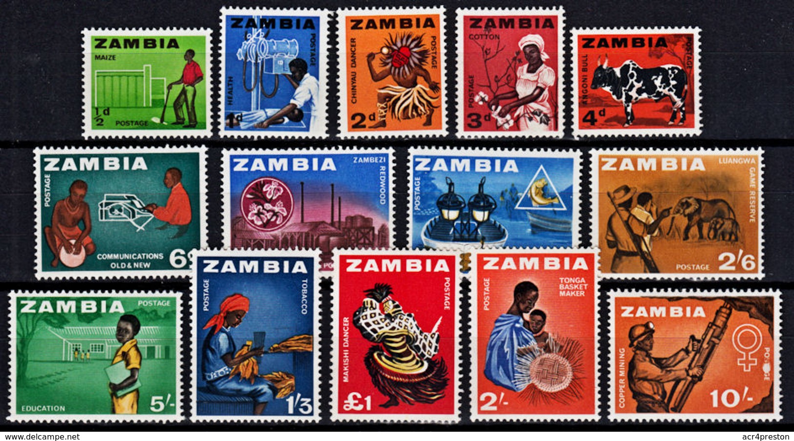 Zm0094 ZAMBIA 1964,  SG 94-106 Pre-decimal  Definitives MNH - Zambia (1965-...)