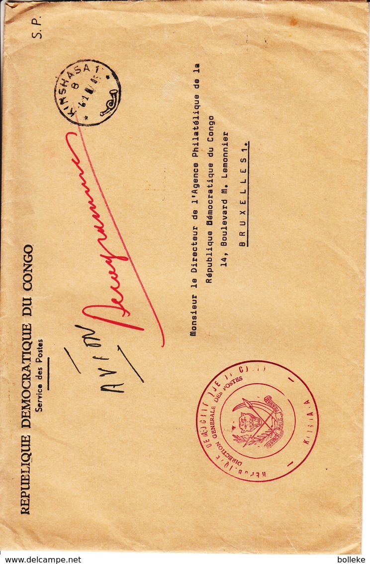 République Du Congo - Lettre De Service Avec Oblitération Kinshasa ° - Cachet Direction Des Postes - Lettres