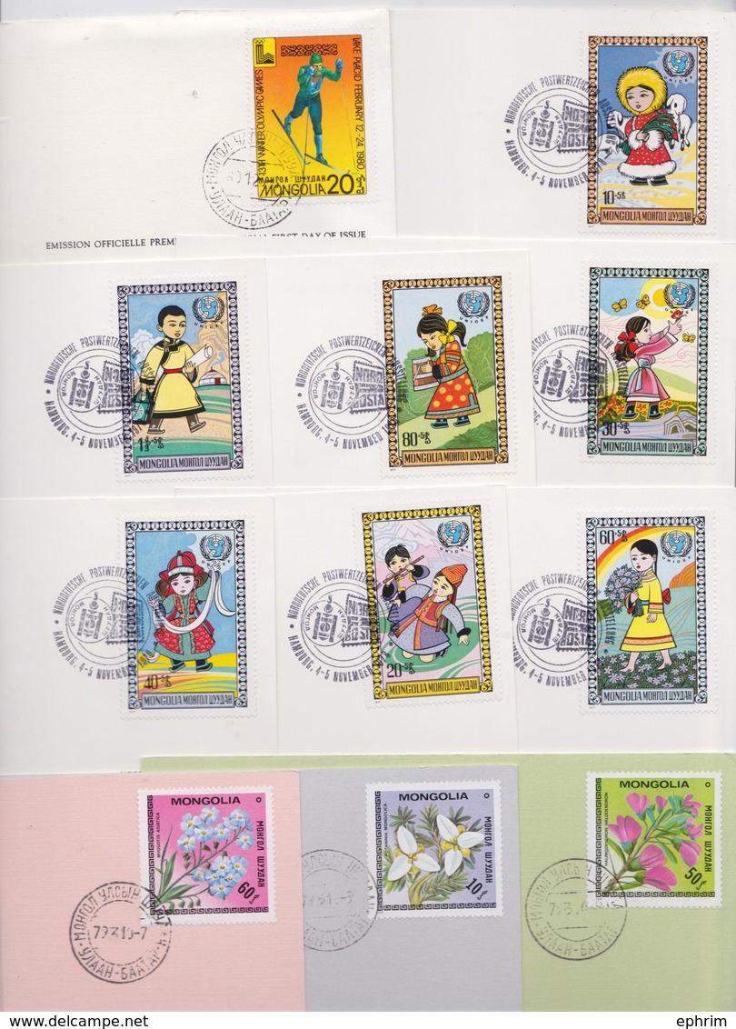 MONGOLIE MONGOLIA - Lot De 13 Cartes Et Enveloppes Premier Jour FDC Issue First Day Covers Manul Chat De Pallas - Mongolei