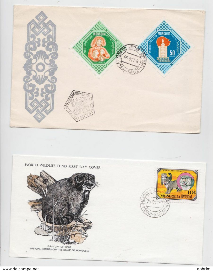 MONGOLIE MONGOLIA - Lot De 13 Cartes Et Enveloppes Premier Jour FDC Issue First Day Covers Manul Chat De Pallas - Mongolia