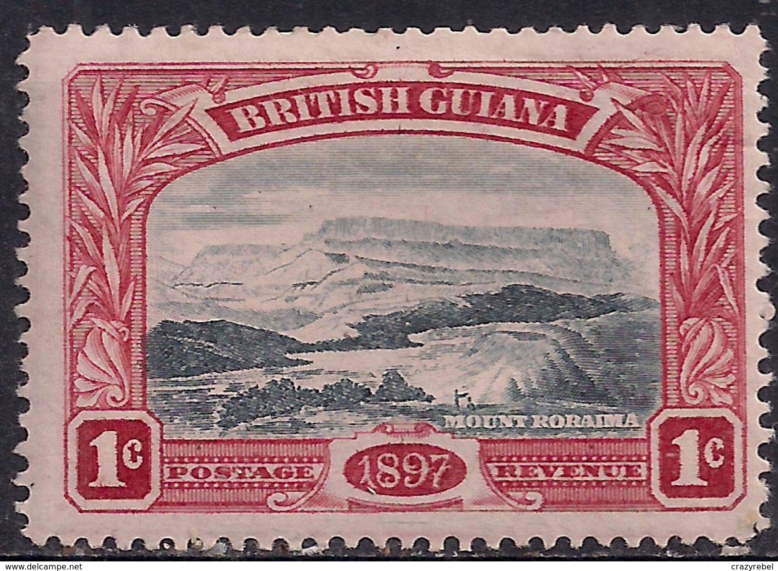 British Guiana 1898 QV 1ct Black & Red Mount Roraima MM SG 216 ( K1387 ) - Guyane Britannique (...-1966)