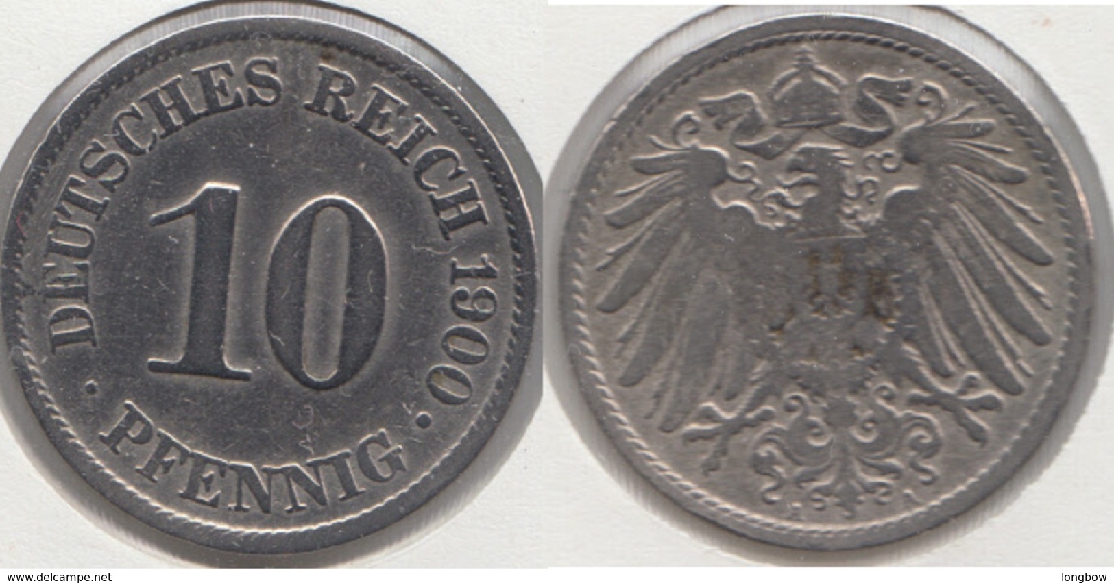 Germania Empire 10 Pfennig 1900 A Km#12 - Used - 10 Pfennig