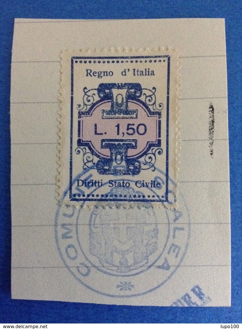 REGNO D'ITALIA MARCA DA BOLLO COMUNALE SCALEA DIRITTI DI STATO CIVILE 1,50 LIRE ITALY REVENUE FISCAL MUNICIPAL - Revenue Stamps