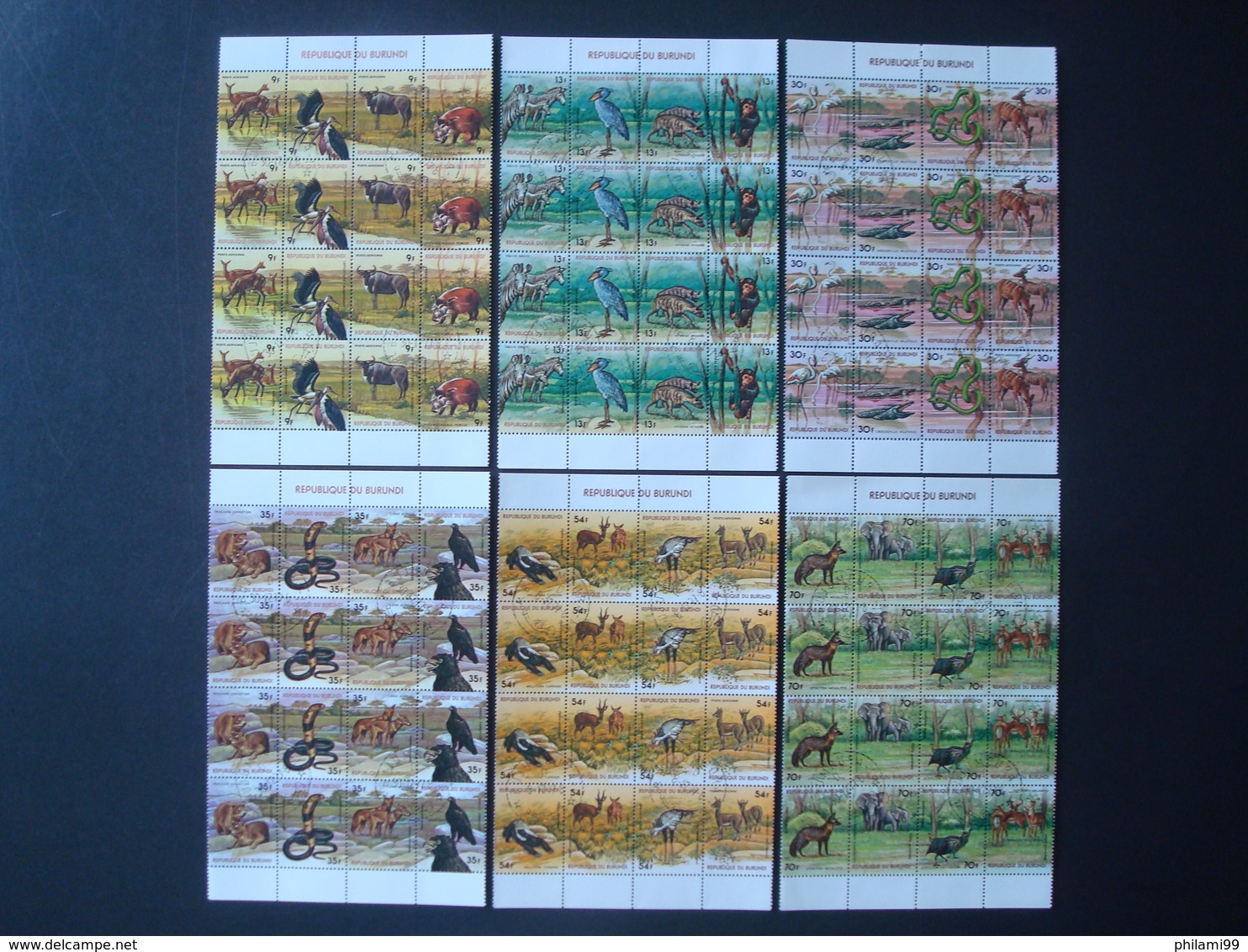BURUNDI 11 SETS In 45 FULL / PARTIAL SHEETS 9 SCANS / USED O/w FAUNA FOOTBALL CHRISTMAS - Colecciones