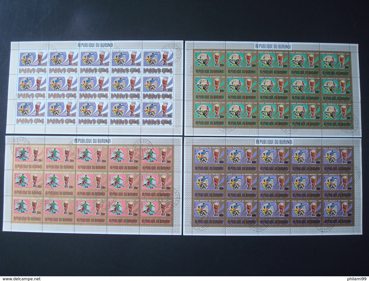 BURUNDI 11 SETS in 45 FULL / PARTIAL SHEETS 9 SCANS / USED o/w FAUNA FOOTBALL CHRISTMAS