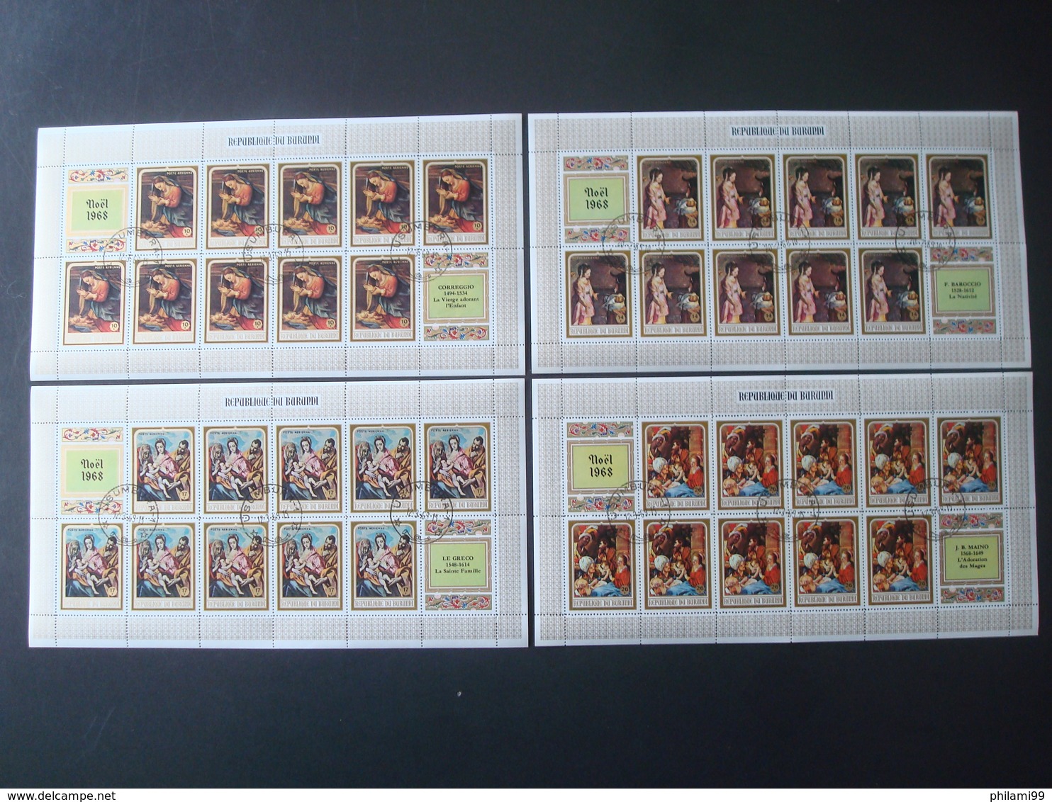 BURUNDI 11 SETS in 45 FULL / PARTIAL SHEETS 9 SCANS / USED o/w FAUNA FOOTBALL CHRISTMAS