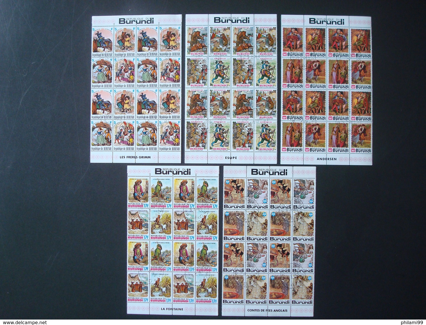 BURUNDI 11 SETS in 45 FULL / PARTIAL SHEETS 9 SCANS / USED o/w FAUNA FOOTBALL CHRISTMAS