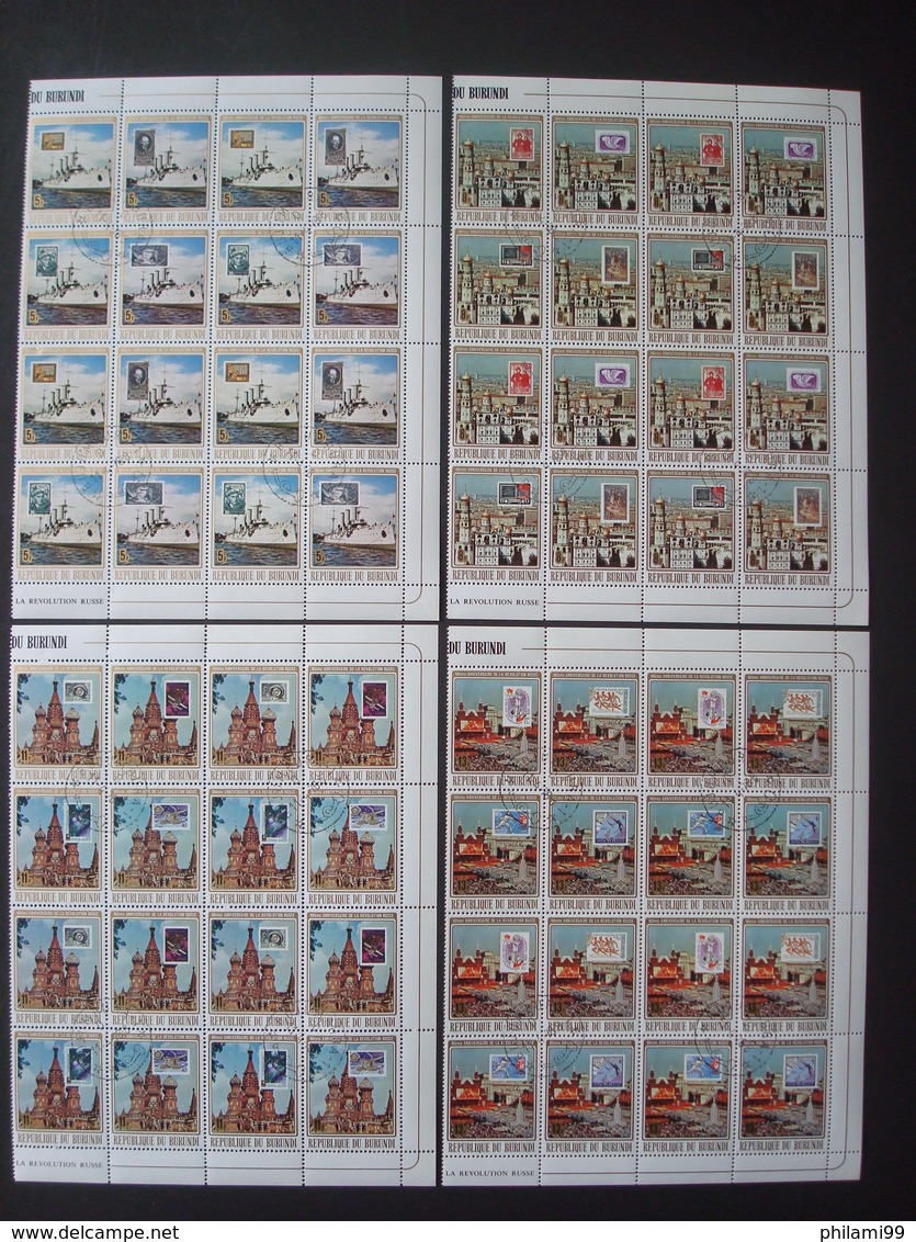 BURUNDI 11 SETS in 45 FULL / PARTIAL SHEETS 9 SCANS / USED o/w FAUNA FOOTBALL CHRISTMAS