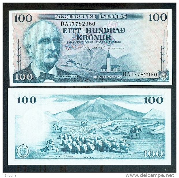 Iceland 100 Kronur 1961 Pick 44 AUNC Sign4 - Islanda