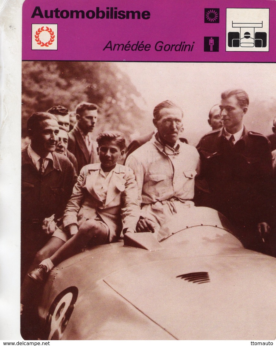 Amedee Gordini  -  Pilote Et Ingenieur  -  Bois De Boulogne 1945  -  Fiche Automobilsme - Grand Prix / F1