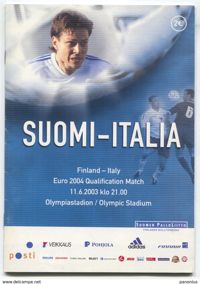 FOOTBALL / SOCCER / FUTBOL / CALCIO - EURO 2004. QUALIFICATION MATCH FINLAND Vs ITALY PROGRAMME, NATIONAL TEAM - Programme