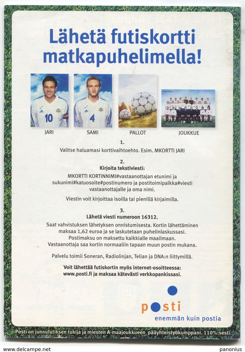 FOOTBALL / SOCCER / FUTBOL / CALCIO - EURO 2004. QUALIFICATION MATCH FINLAND Vs ITALY PROGRAMME, NATIONAL TEAM - Programme