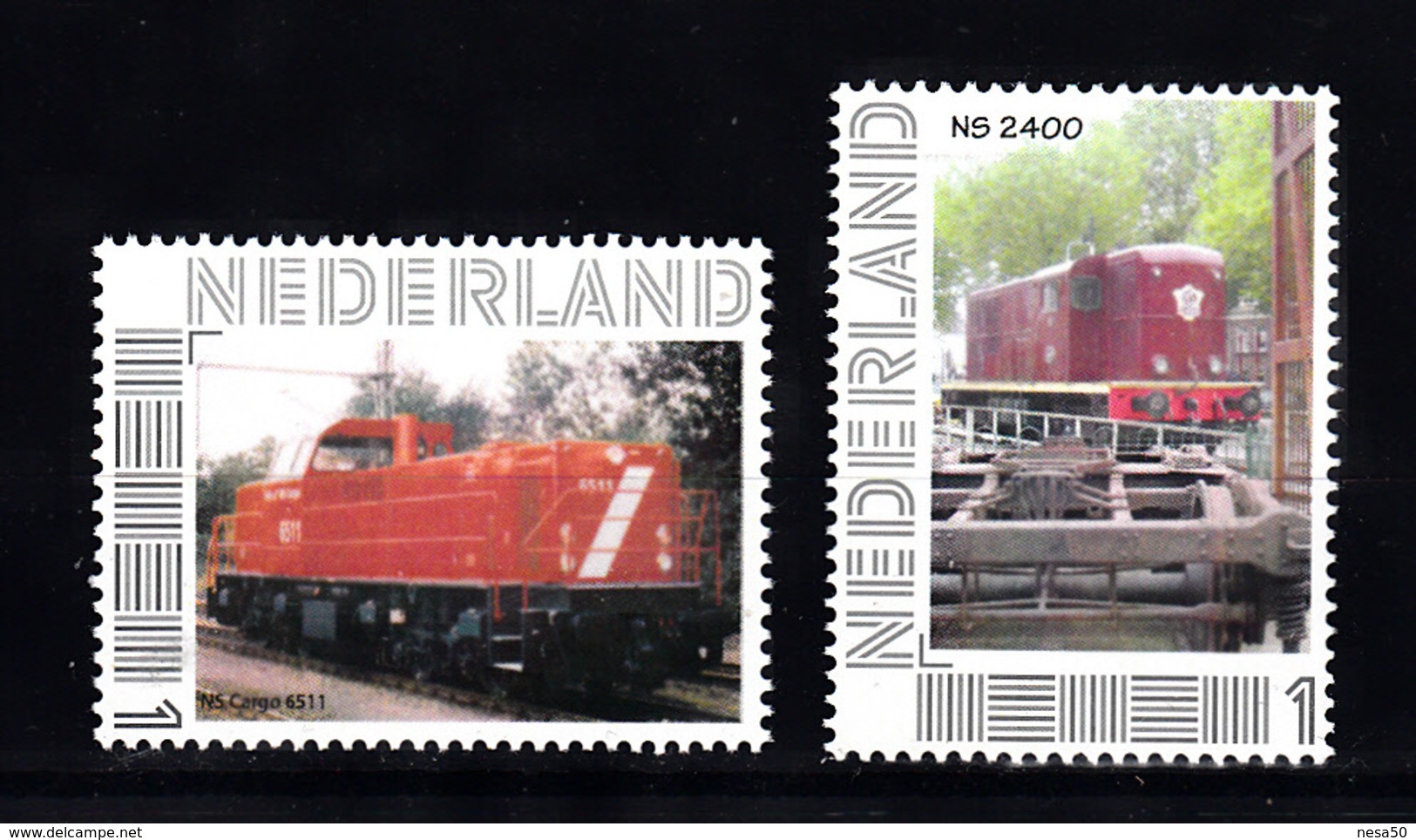 Trein, Train, Locomotive, Railway: Persoonlijke Zegel: NS Cargo 6511 + NS 2400 - Treinen