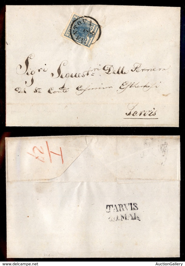 ANTICHI STATI - LOMBARDO VENETO - 45 Cent (17-carta A Coste) - Lettera Da Mantova A Tarvisio Del 7.5.54 - Autres & Non Classés