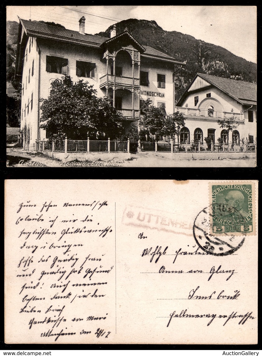 ANTICHI STATI - AUSTRIA TERRITORI ITALIANI - Uttenhein (P.ti 7) - Cartolina Fotografica (Cgasthof Mondschein) Per Innsbr - Autres & Non Classés