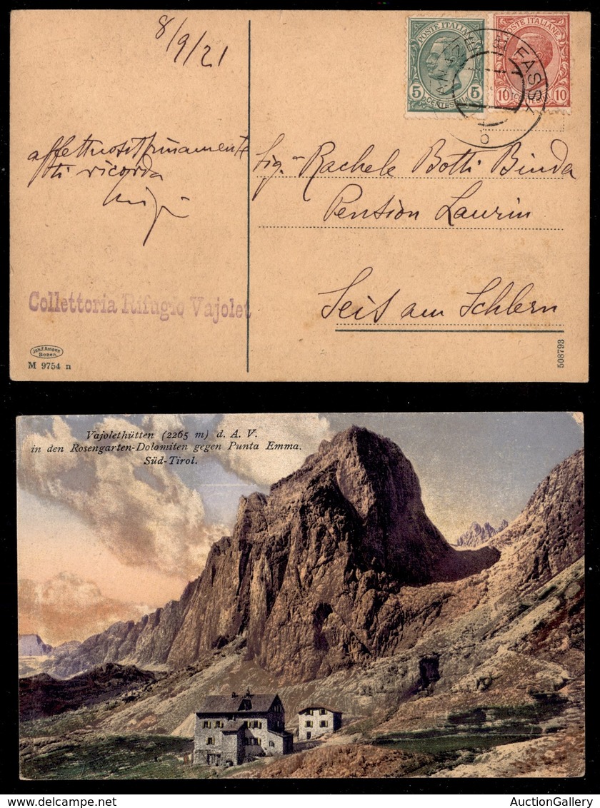 ANTICHI STATI - AUSTRIA TERRITORI ITALIANI - Collettoria Rifugio Vajolet - Cartolina (veduta Del Rifugio A Colori) Per S - Autres & Non Classés