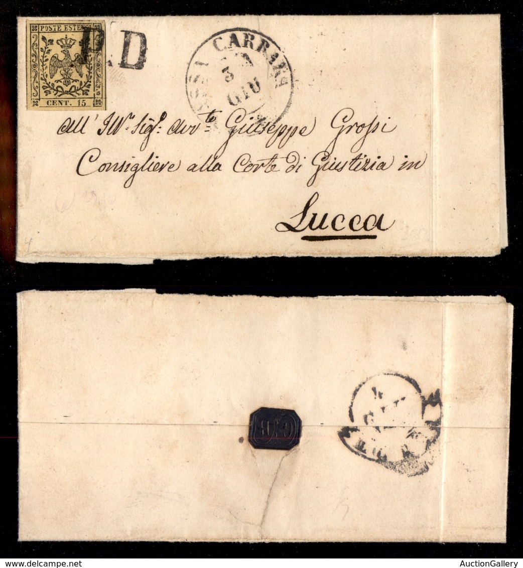 ANTICHI STATI - MODENA - PD Di Massa Carrara (P.ti 5) Su 15 Cent (3) - Letterina Per Lucca - Sonstige & Ohne Zuordnung