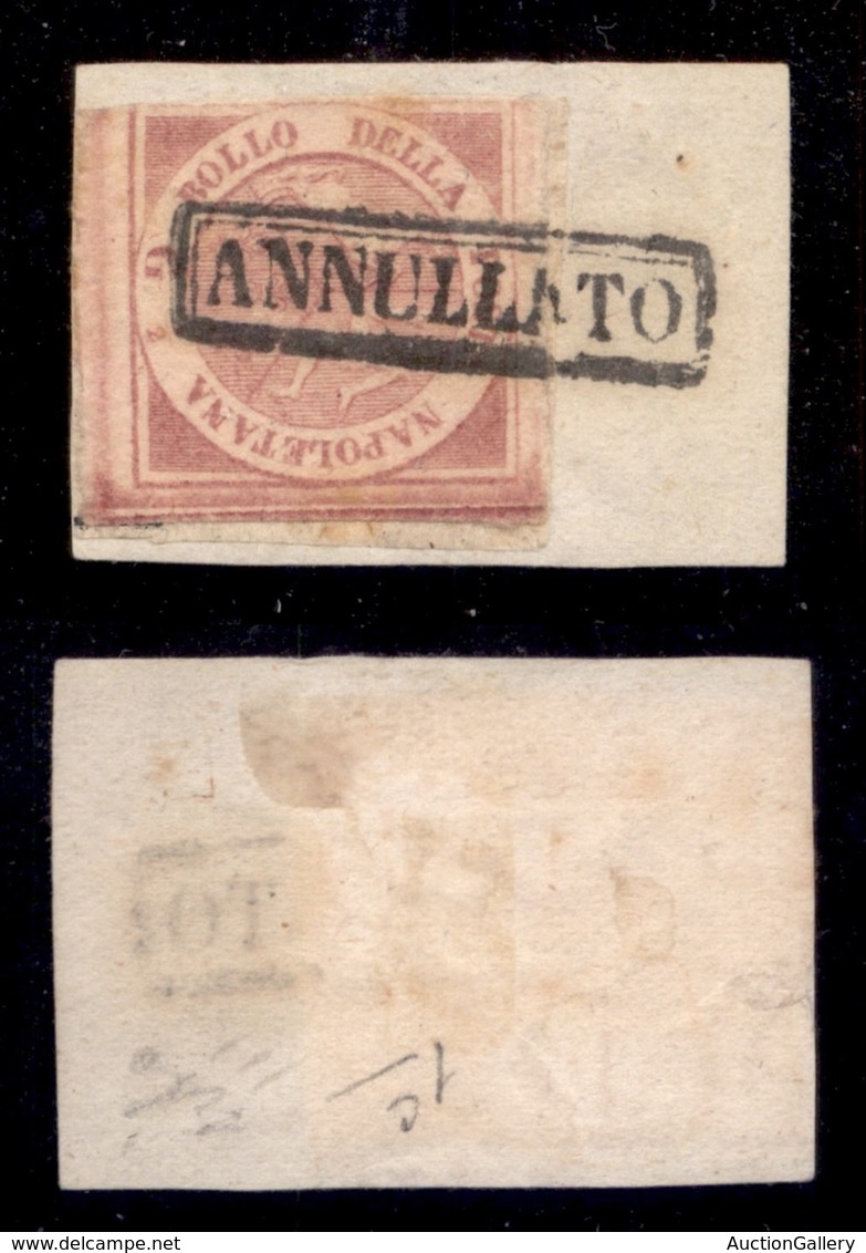 ANTICHI STATI - NAPOLI - 1858 - 1/2 Grano (1c-rosa Carminio) Usato Su Frammento - Tre Ottimi Margini E Perfetto A Sinist - Autres & Non Classés