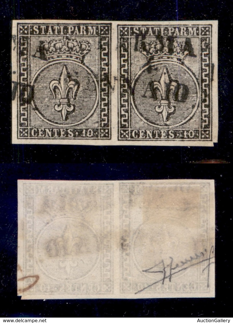 ANTICHI STATI - PARMA - 1852 - 10 Cent (2) - Coppia Orizzontale - Sorani (700) - Autres & Non Classés
