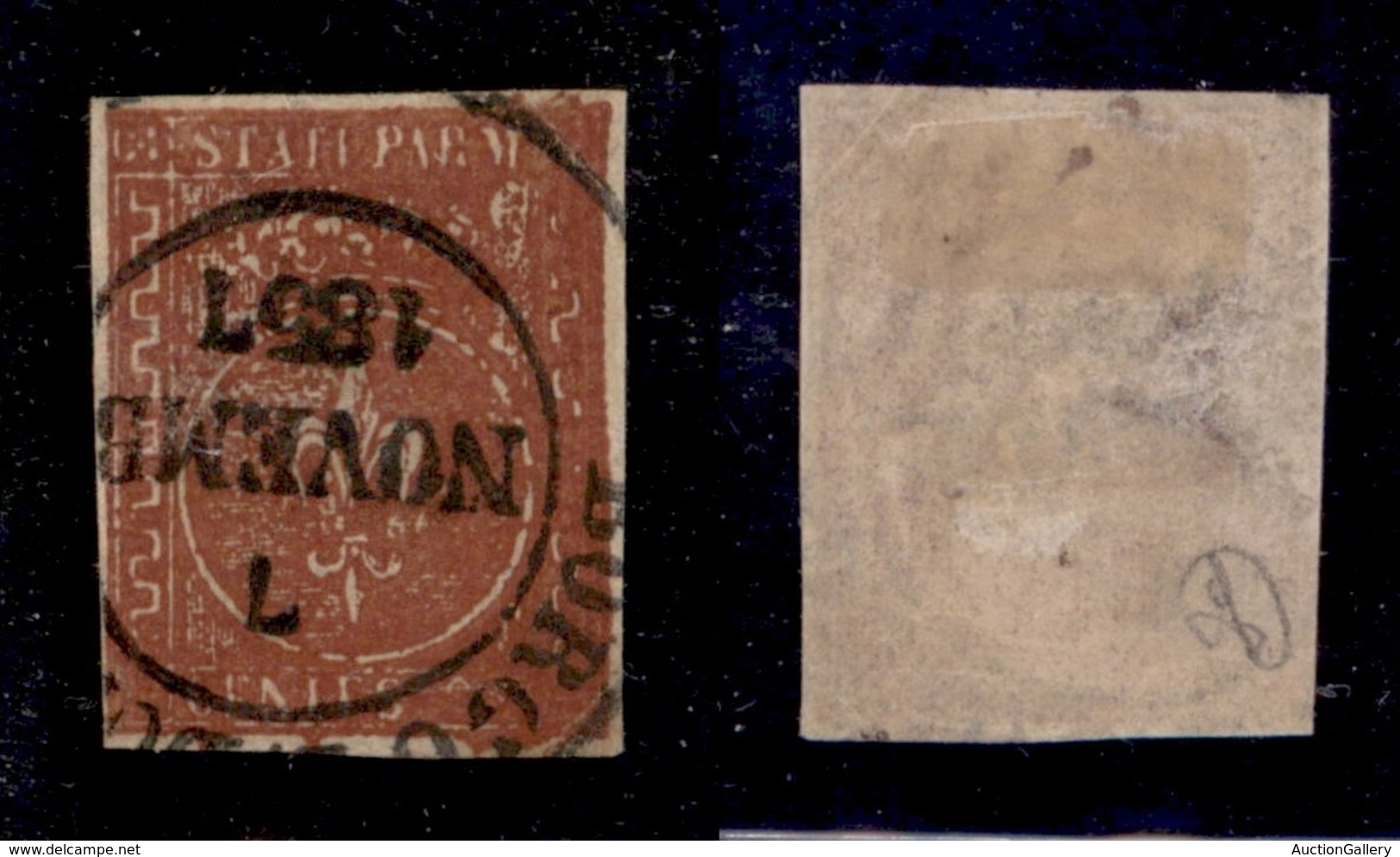 ANTICHI STATI - PARMA - 1853 - 25 Cent (8g) - Fortemente Inchiostrato Senza Le Cifre Del Valore - Preciso A Sinistra - C - Autres & Non Classés