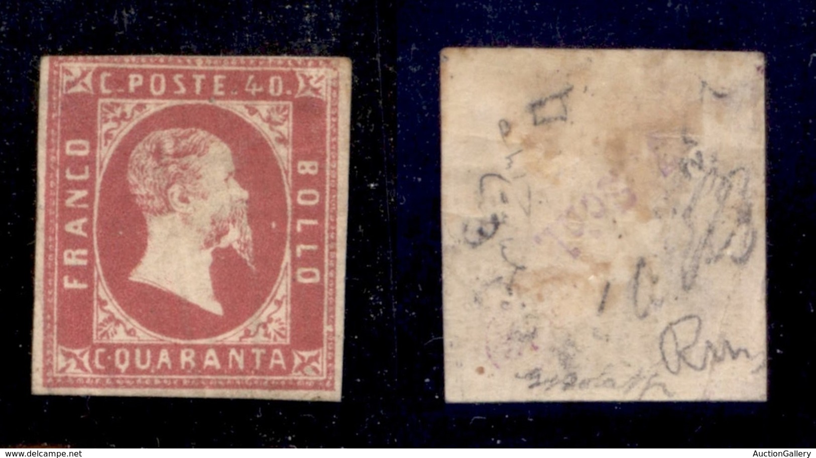 ANTICHI STATI - SARDEGNA - 1851 - 40 Cent (3) - Appena Corto In Alto A Sinistra - Gomma Originale - Ottimo Aspetto - Cer - Autres & Non Classés