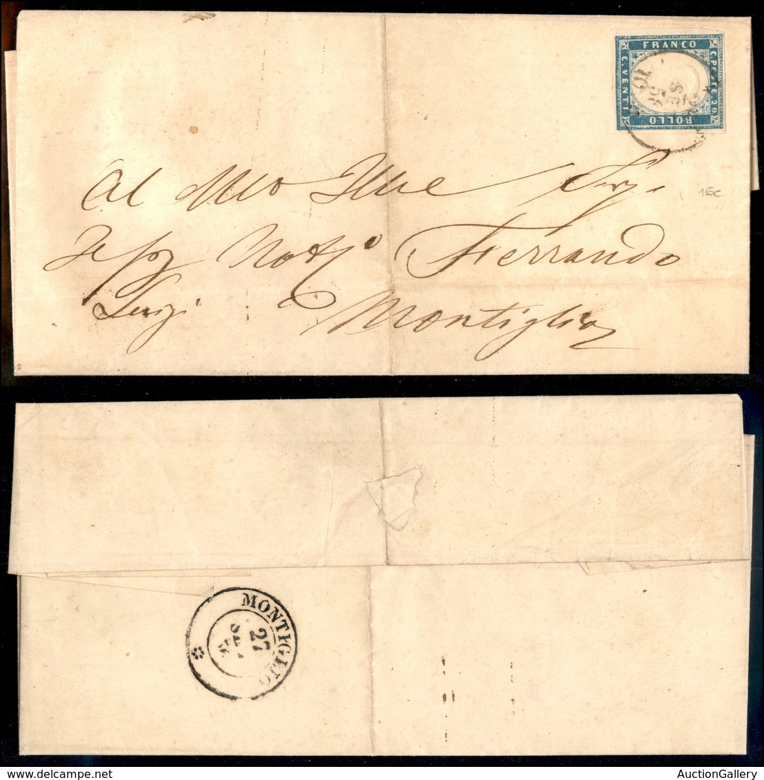 ANTICHI STATI - SARDEGNA - 20 Cent (15c-cobalto Latteo Chiaro) Su Lettera Da Torino A Montiglio Del 26.9.56 (1.200) - Sonstige & Ohne Zuordnung