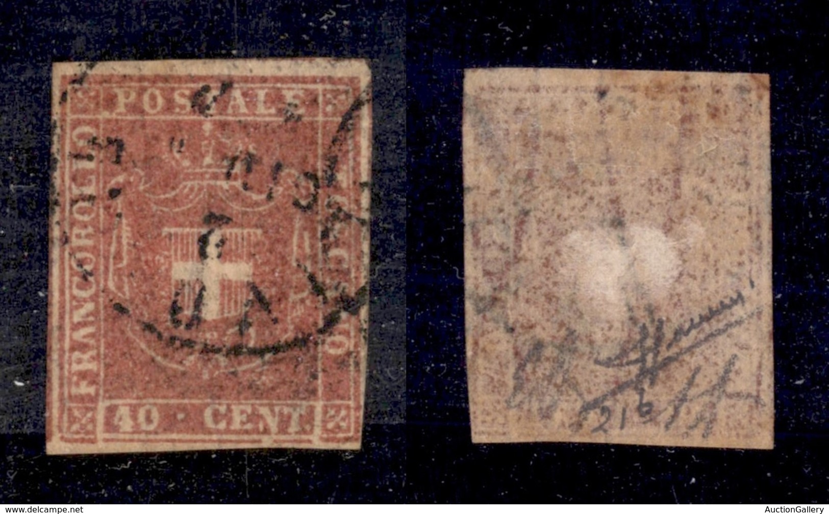 ANTICHI STATI - TOSCANA - 1860 - 40 Cent (21b) Usato - Parte Di 2 Vicini Ai Lati - Diena + Sorani - Sonstige & Ohne Zuordnung