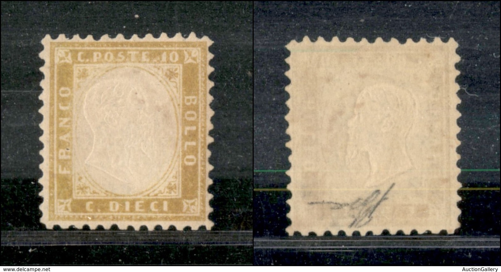 REGNO D'ITALIA - 1862 - 10 Cent (1e-bistro Oliva) - Senza Gomma (residui Di Gomma) - Ottima Centratura - Cert. Diena + C - Sonstige & Ohne Zuordnung