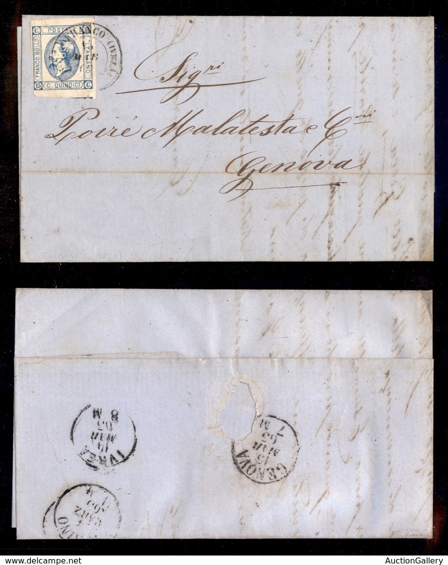 REGNO D'ITALIA - Borgofranco (P.ti 8) Su 15 Cent (12-Regno) - Lettera Per Genova Del 13.3.63 - Other & Unclassified