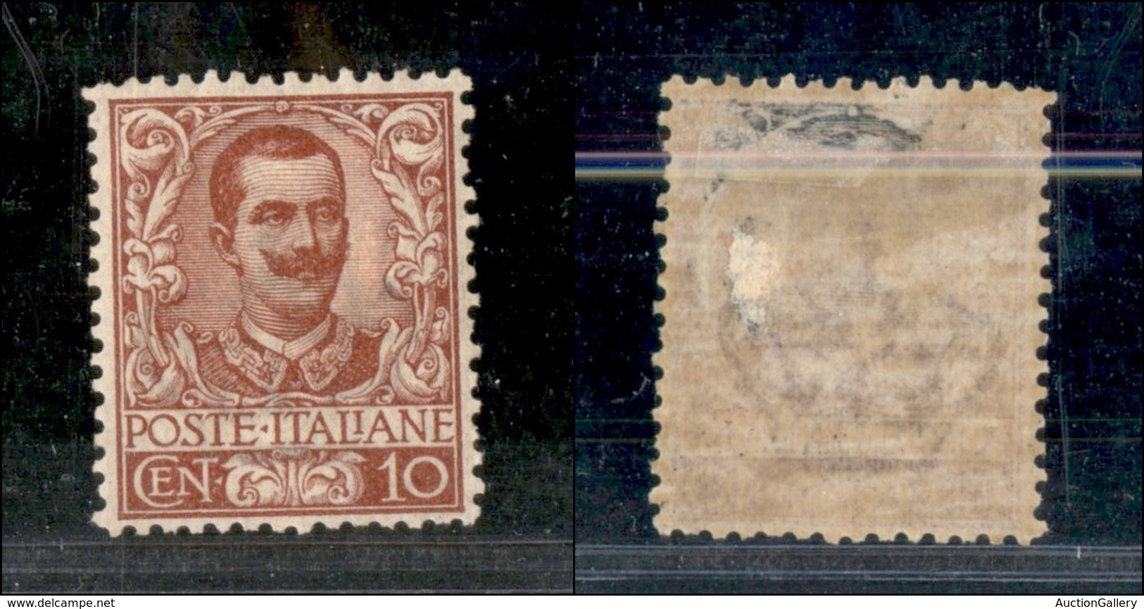 REGNO D'ITALIA - 1901 - 10 Cent Floreale (71) - Gomma Originale Con Piccoli Residui Di Carta A Stampa - Ottima Centratur - Autres & Non Classés