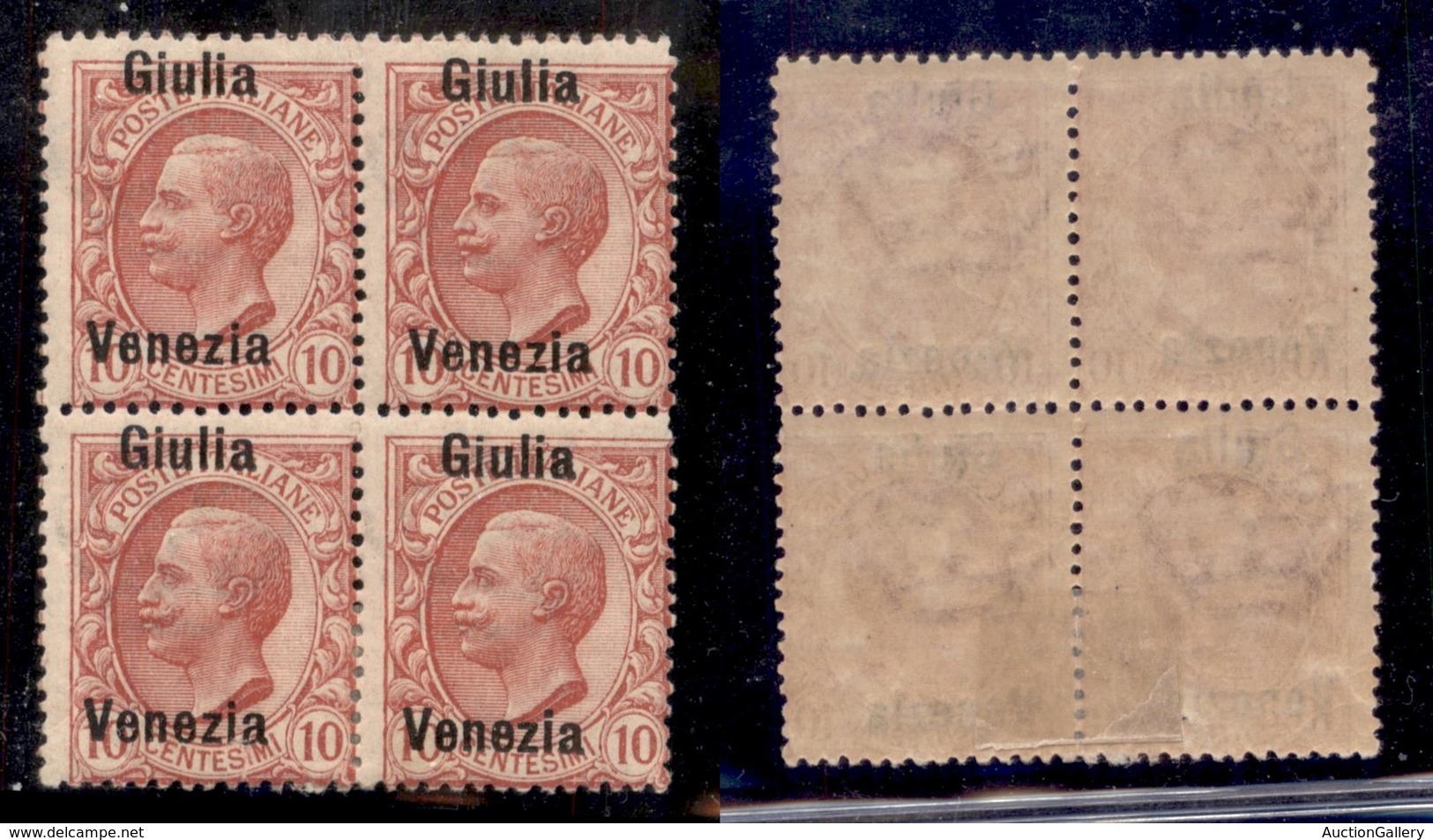 OCCUPAZIONI - VENEZIA GIULIA - 1918 - 10 Cent (22d) In Quartina - Giulia Venezia - Gomma Originale (integra Nella Coppia - Other & Unclassified