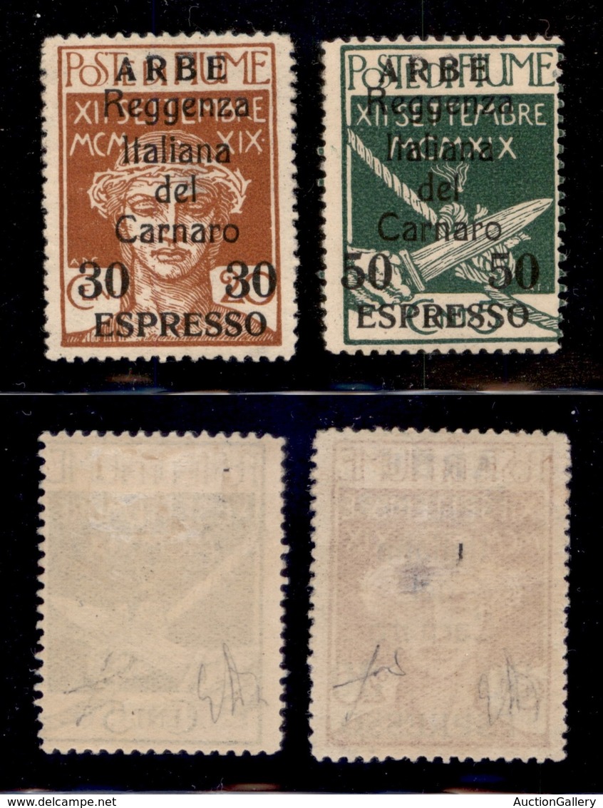 OCCUPAZIONI - ARBE - 1920 - Espressi (1/2) - Serie Completa - Gomma Originale - 30 Cent Con Punto Chiaro - Diena + Fiecc - Other & Unclassified