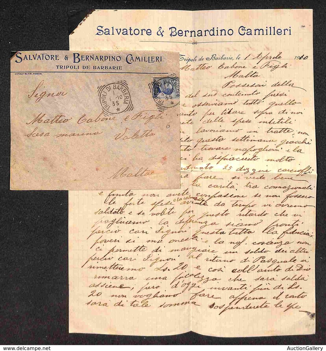 UFFICI POSTALI ALL’ESTERO - TRIPOLI DI BARBERIA - 25 Cent (6) Su Busta Per Malta Del 1.4.10 - Sonstige & Ohne Zuordnung