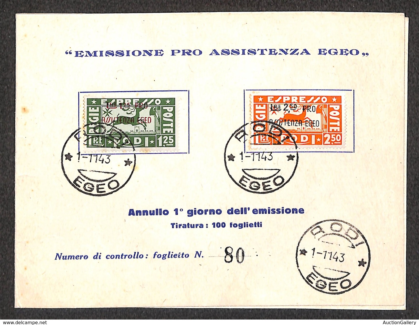 COLONIE ITALIANE - OCCUPAZIONE TEDESCA - 1943 - Espressi - Pro Assistenza (3/4) - Serie Completa Su Folder FDC Dell’emis - Autres & Non Classés