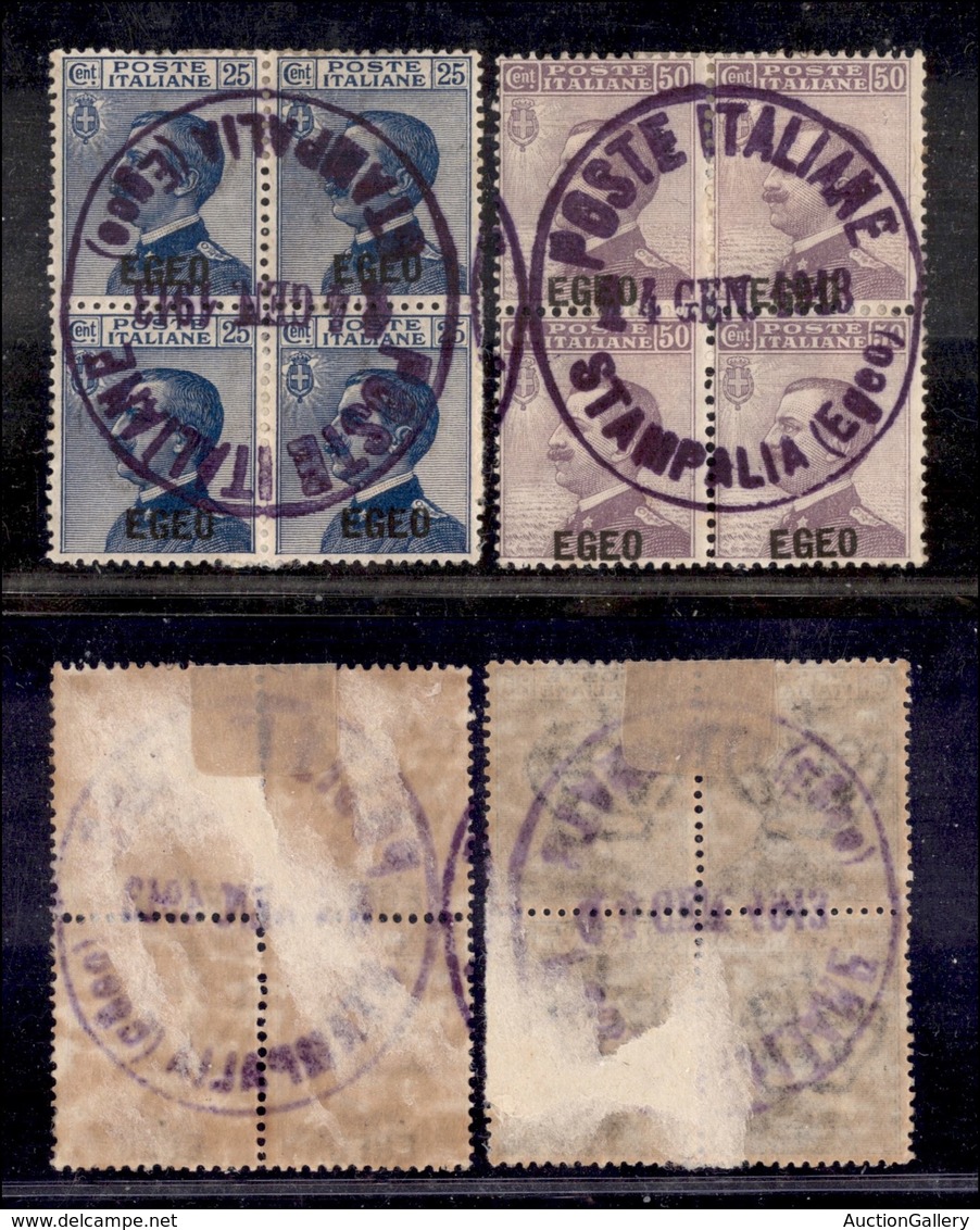 COLONIE ITALIANE - STAMPALIA - (Poste Italiane) -Soprastampati (1/2da-Egeo) - Quartine Usate - Autres & Non Classés