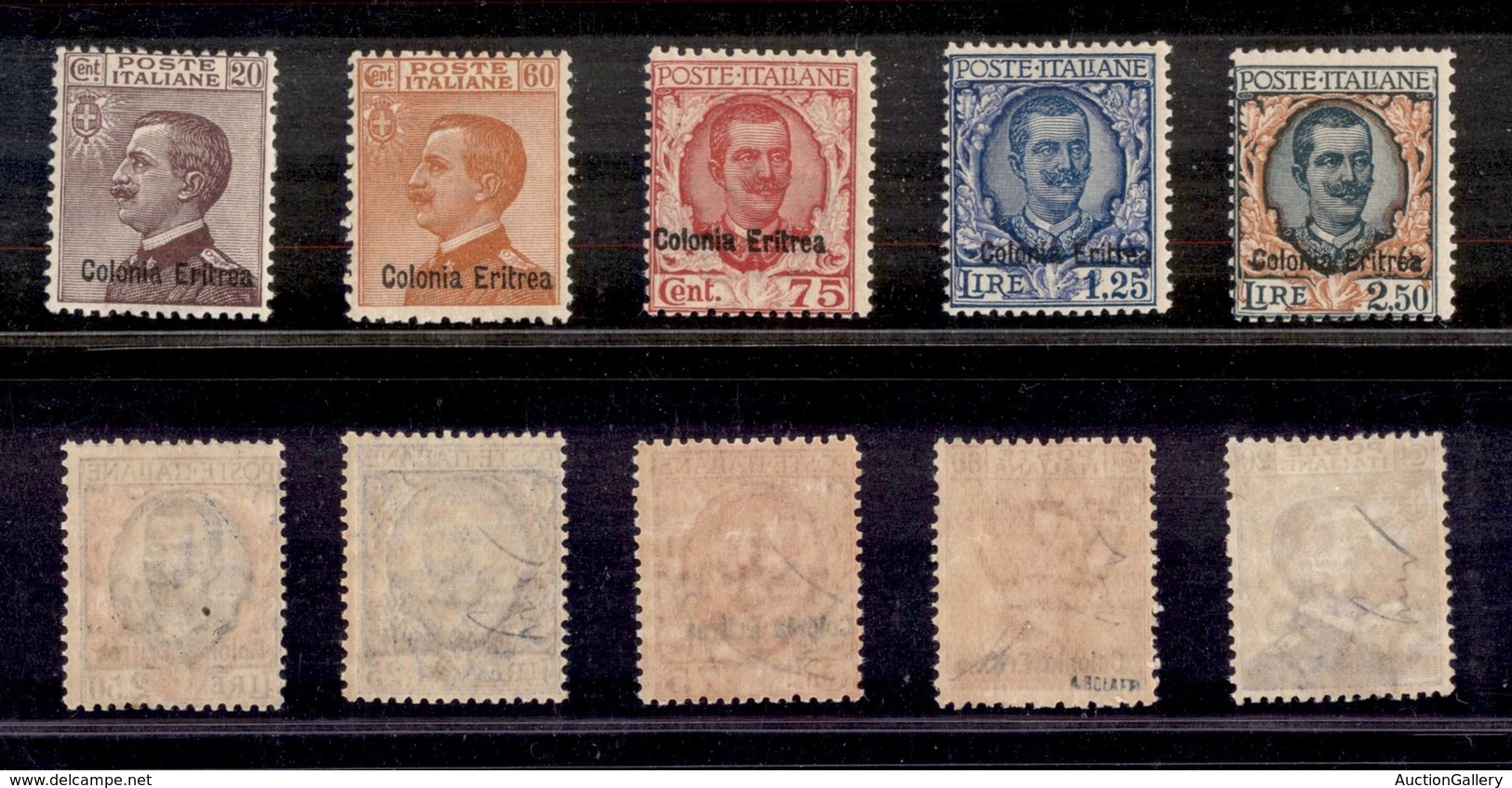 COLONIE ITALIANE - ERITREA - 1925/1929 - Soprastampati (123/127) - Serie Completa - Gomma Integra - Cert. AG (2.000) - Altri & Non Classificati